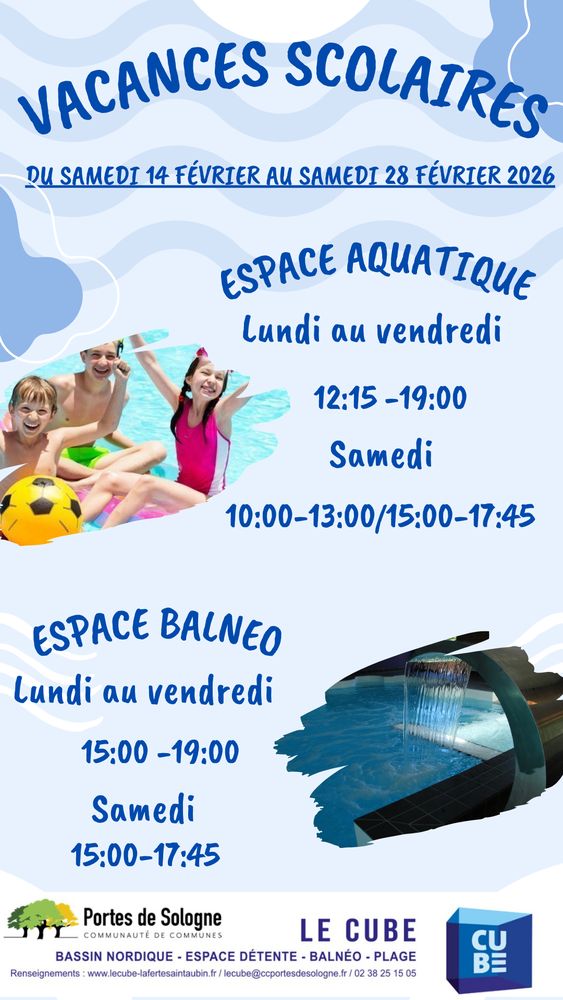 Horaires vacances cube fevrier 26