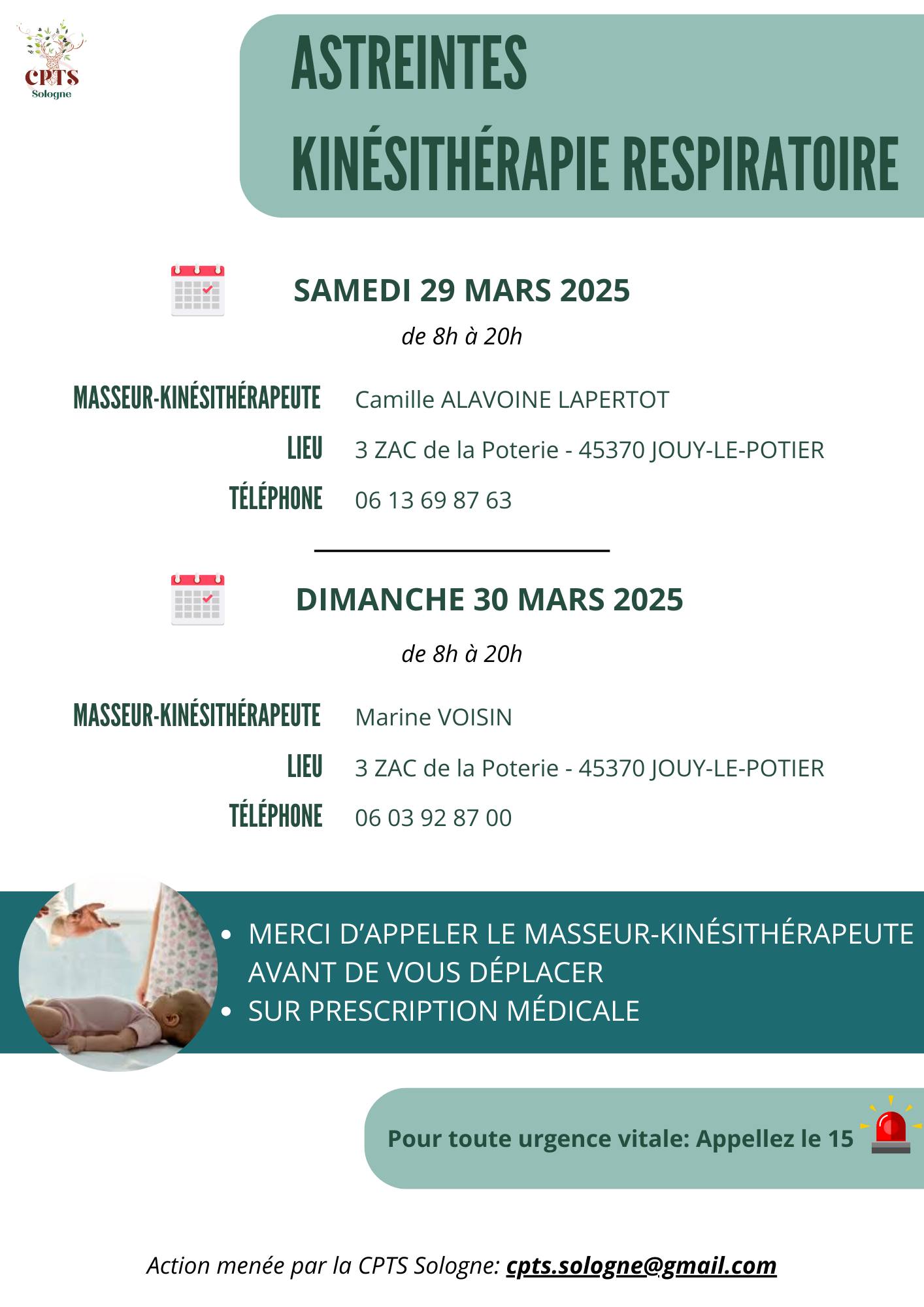 Astreintes Kine respi 2025 03 29