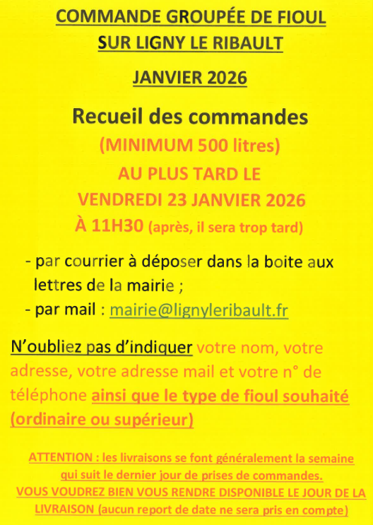 Commande groupee fioul janvier 2026