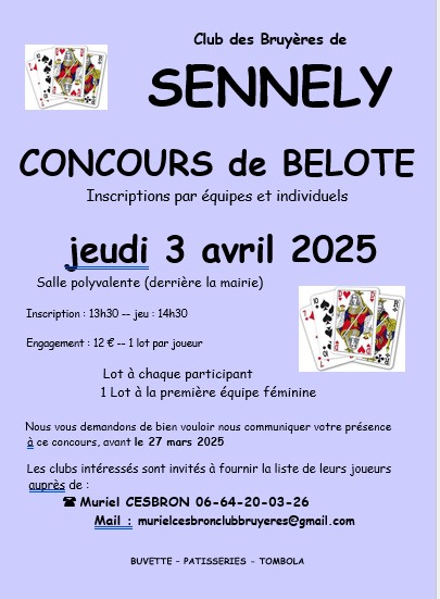 Concours Belote Sennely 03 04 25