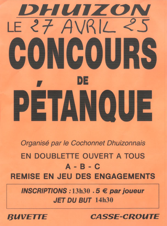 Concours petanque Dhuizon 27 04 25