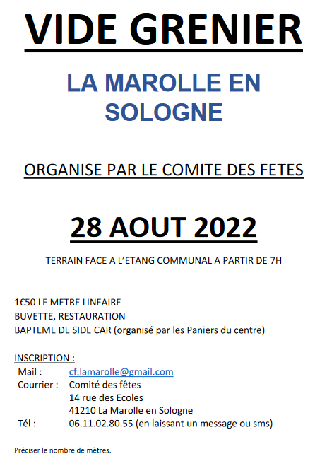 Vide greniers La Marolle 28 08 2022 