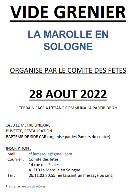 Vide greniers La Marolle 28 08 2022