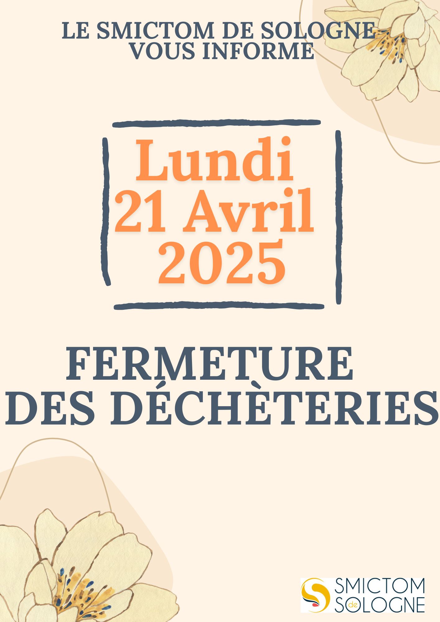 Fermeture dchterie 21 avril 2025