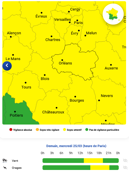 Alerte meteo jaune vent et orage 2026 03 25