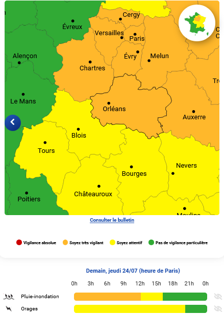 Meteo alerte orange orage 23 07 25