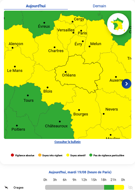 Vigilance meteo orage 19 08 25