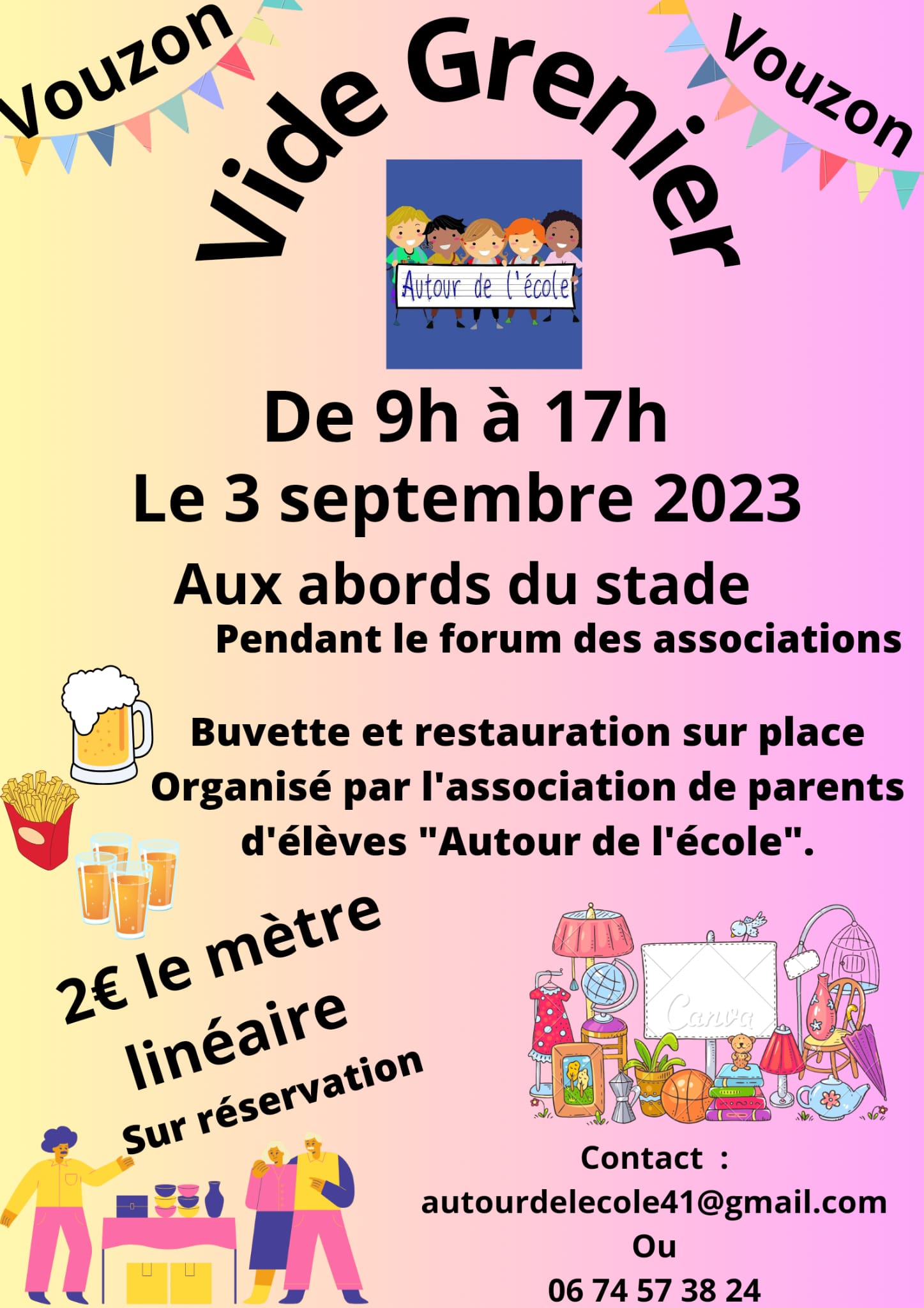 Vide grenier Vouzon 03 09 2023