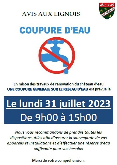 Coupure eau 31 07 23